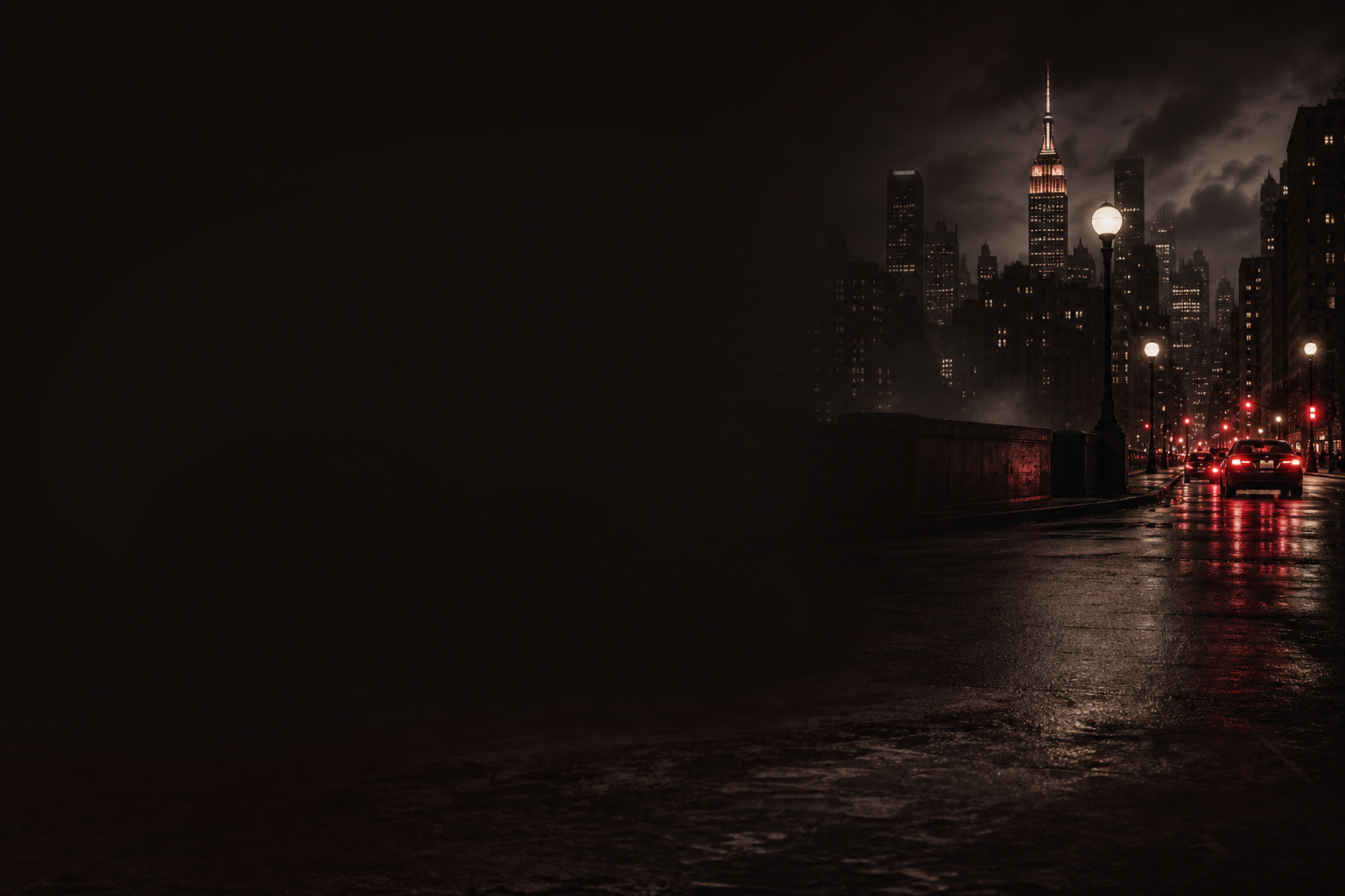 Fondo editorial oscuro con ambiente de noticia nocturna